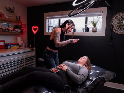 Bella Ware takes after photos to document the PMU Procedure. It is a beautiful comparison of your grows before and after the procedure.